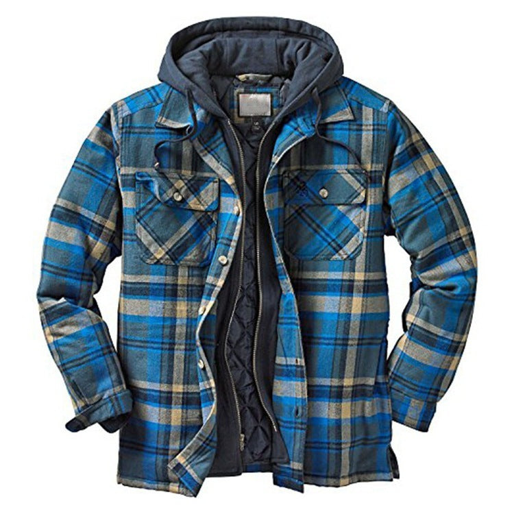 Jamie – Thickened Cotton Padded Plaid Long Sleeve Loose Hooded Jacket