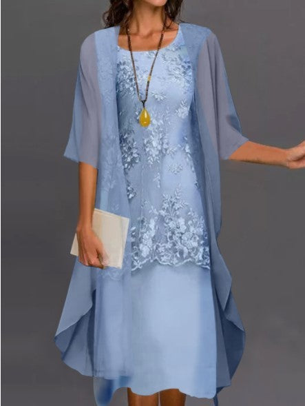 Women's Elegant Two-Piece Chiffon Long Dress Set for Special Occasions