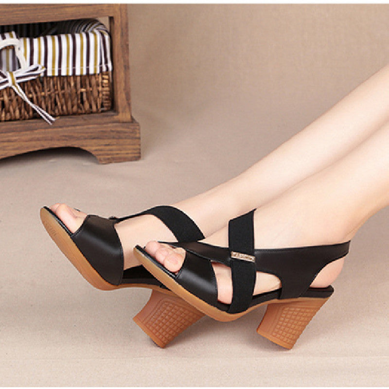 Rachael – Non-Slip Thick-Heel Vegan Leather Fish Mouth Shoes