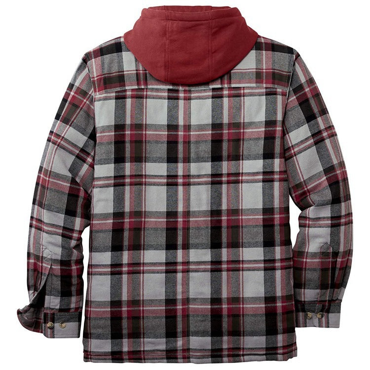 Jamie – Thickened Cotton Padded Plaid Long Sleeve Loose Hooded Jacket