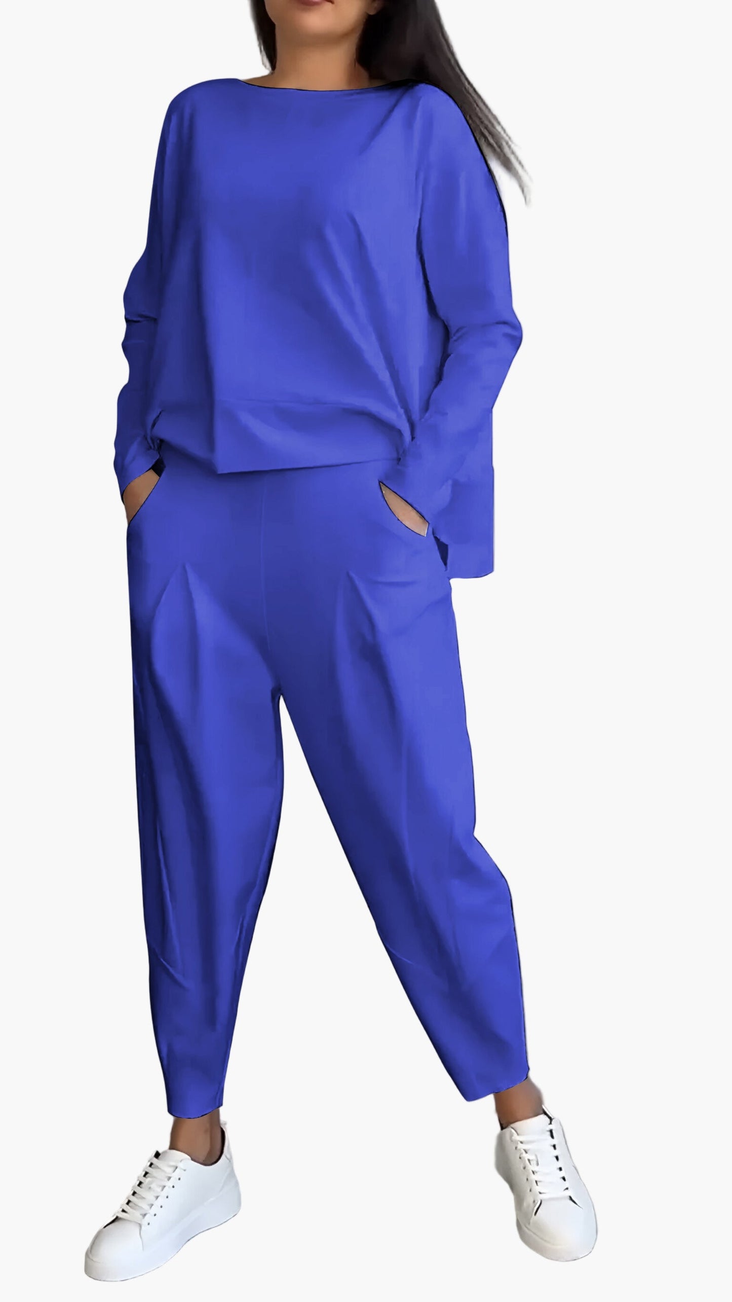 Women's Relaxed Two-Piece Lounge Set – Casual Sweatshirt and Jogger Pants Outfit