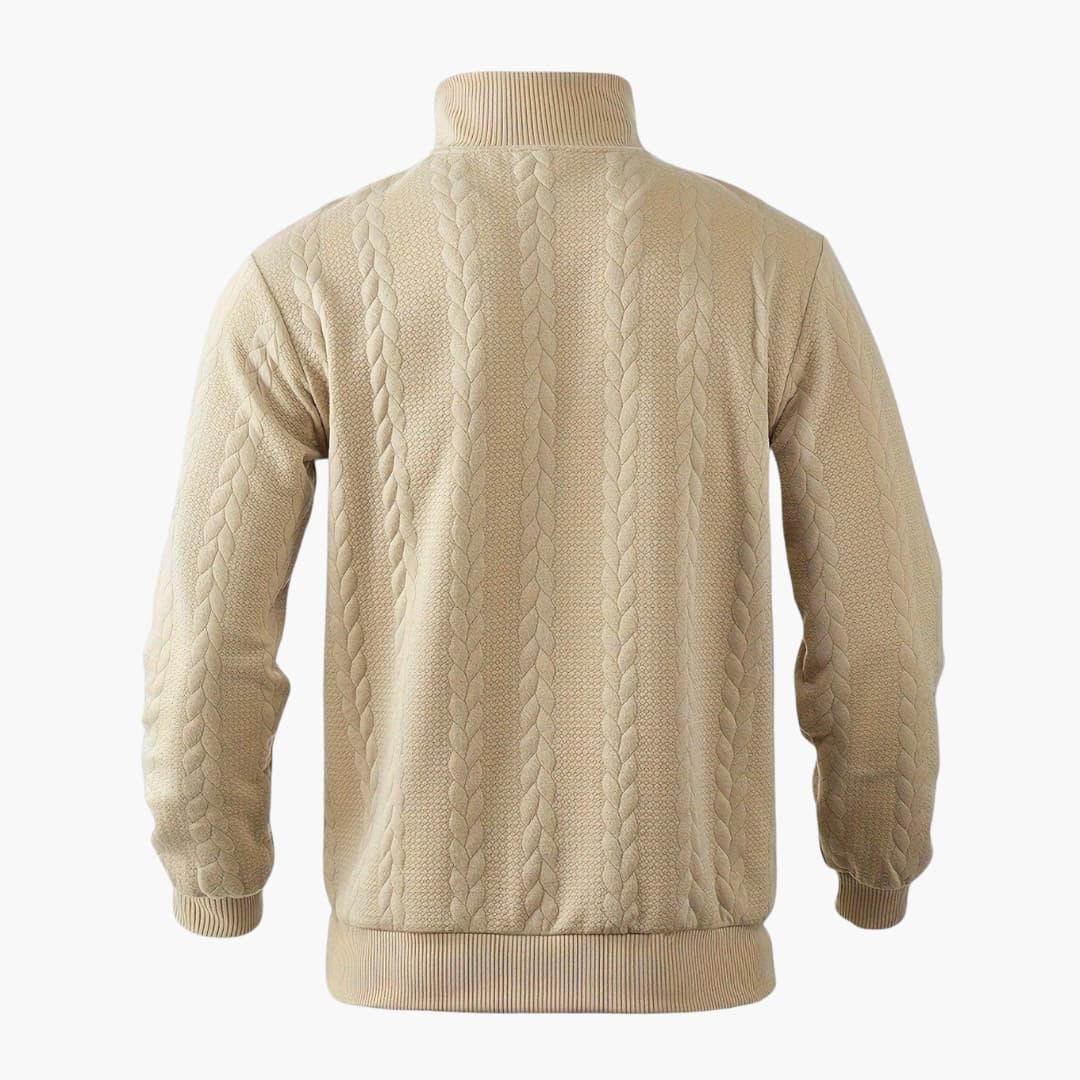 Men's Half-Zip Cable Knit Sweater – Classic Warm Pullover for Everyday Style