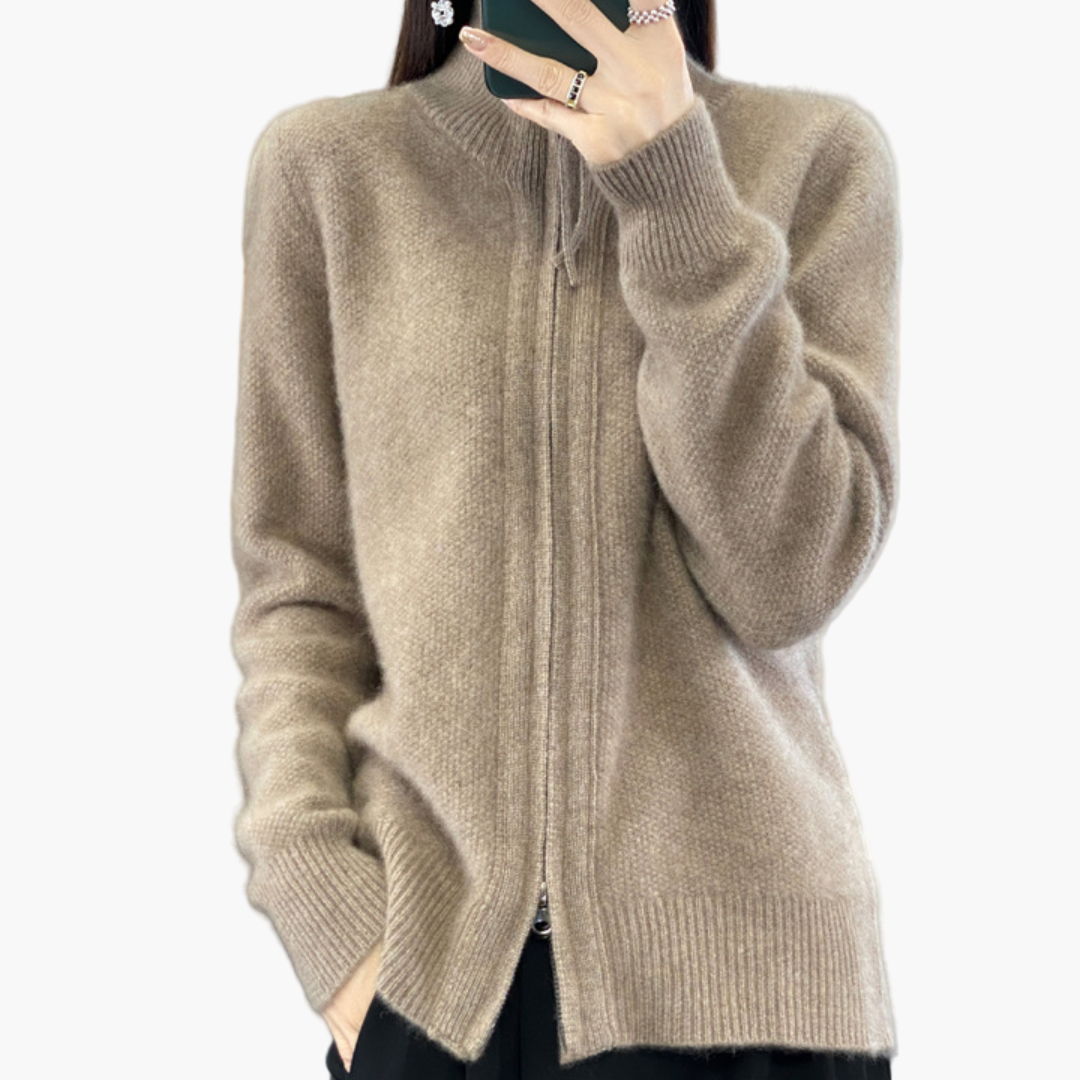 Women's Classic Zip-Up Cardigan Sweater – Versatile Everyday Layer