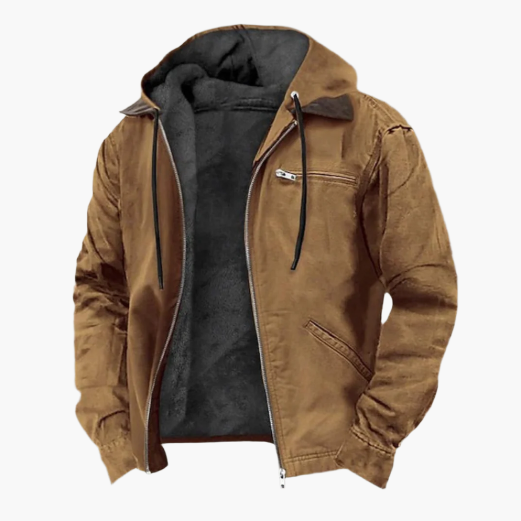 Men's Outdoor Casual Hooded Jacket with Zipper and Pockets