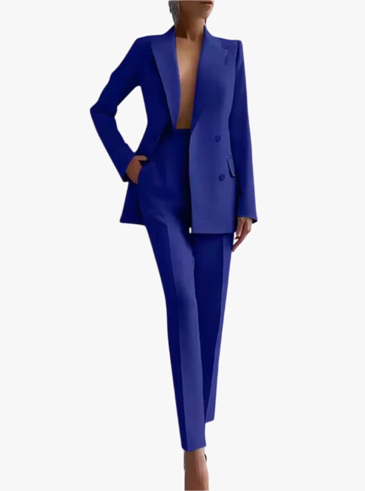 Women's Elegant Two-Piece Office Suit Set – Blazer & High-Waist Pants, Professional Summer Business Attire