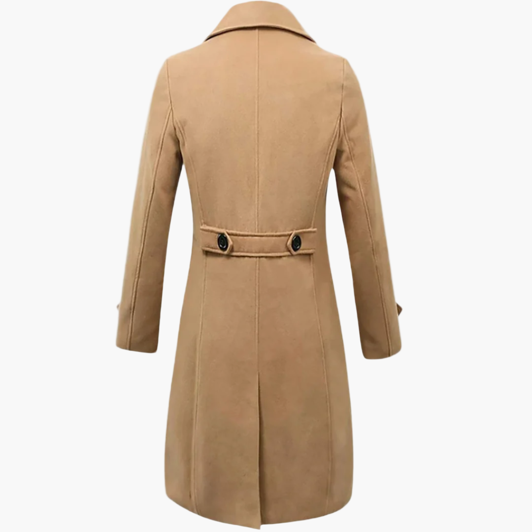 Men's Italian Style Double-Breasted Long Coat – Modern Formal Overcoat