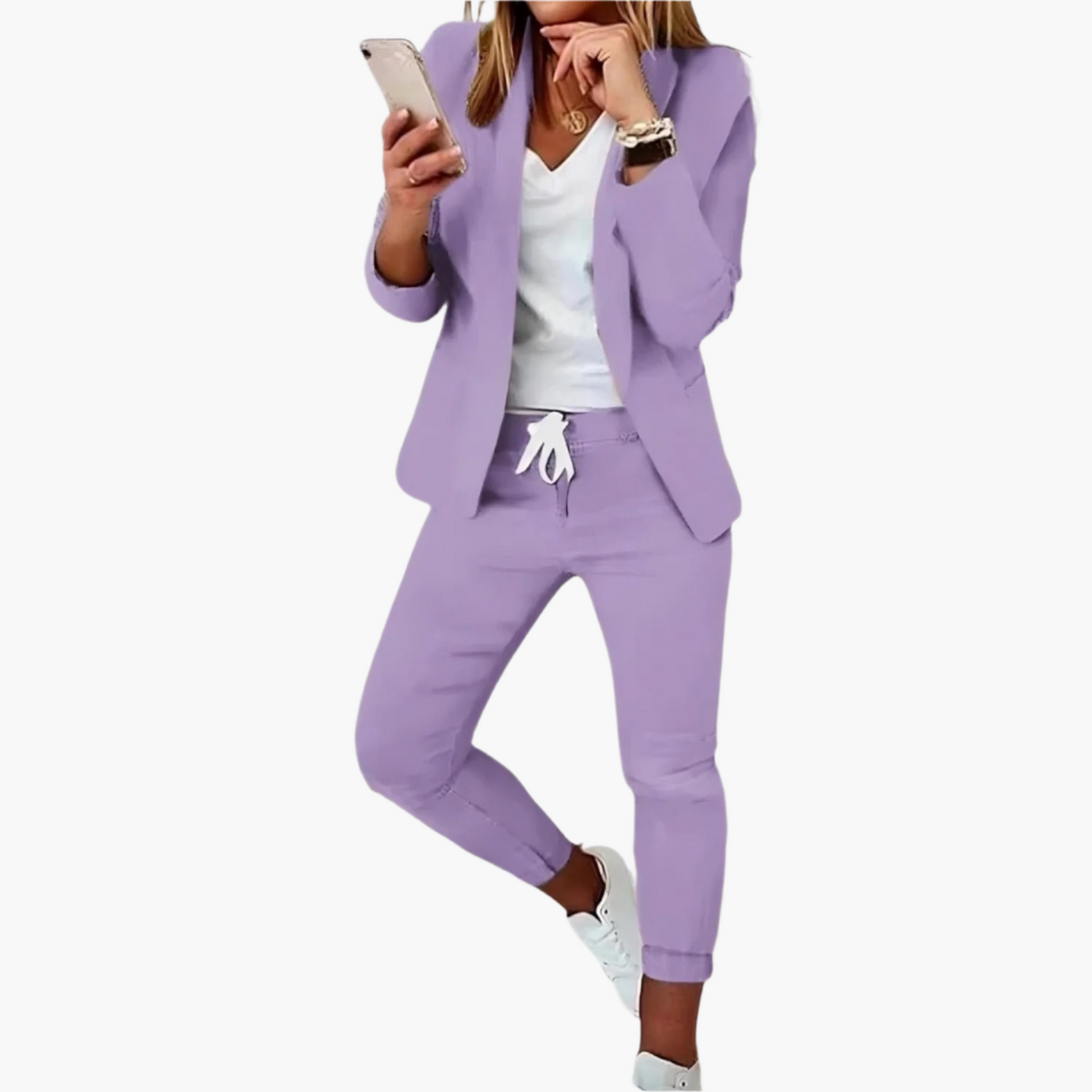 Women's Modern Blazer and Jogger Pants Set – Stylish Business Casual Outfit