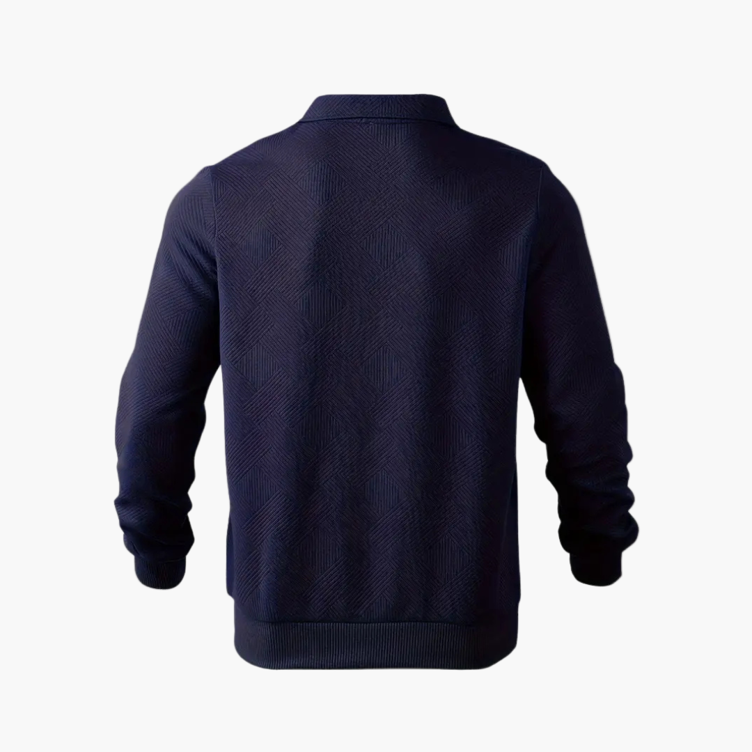 Men's Quarter-Zip Geometric Pattern Casual Sweater – Vintage-Inspired Relaxed Fit Pullover