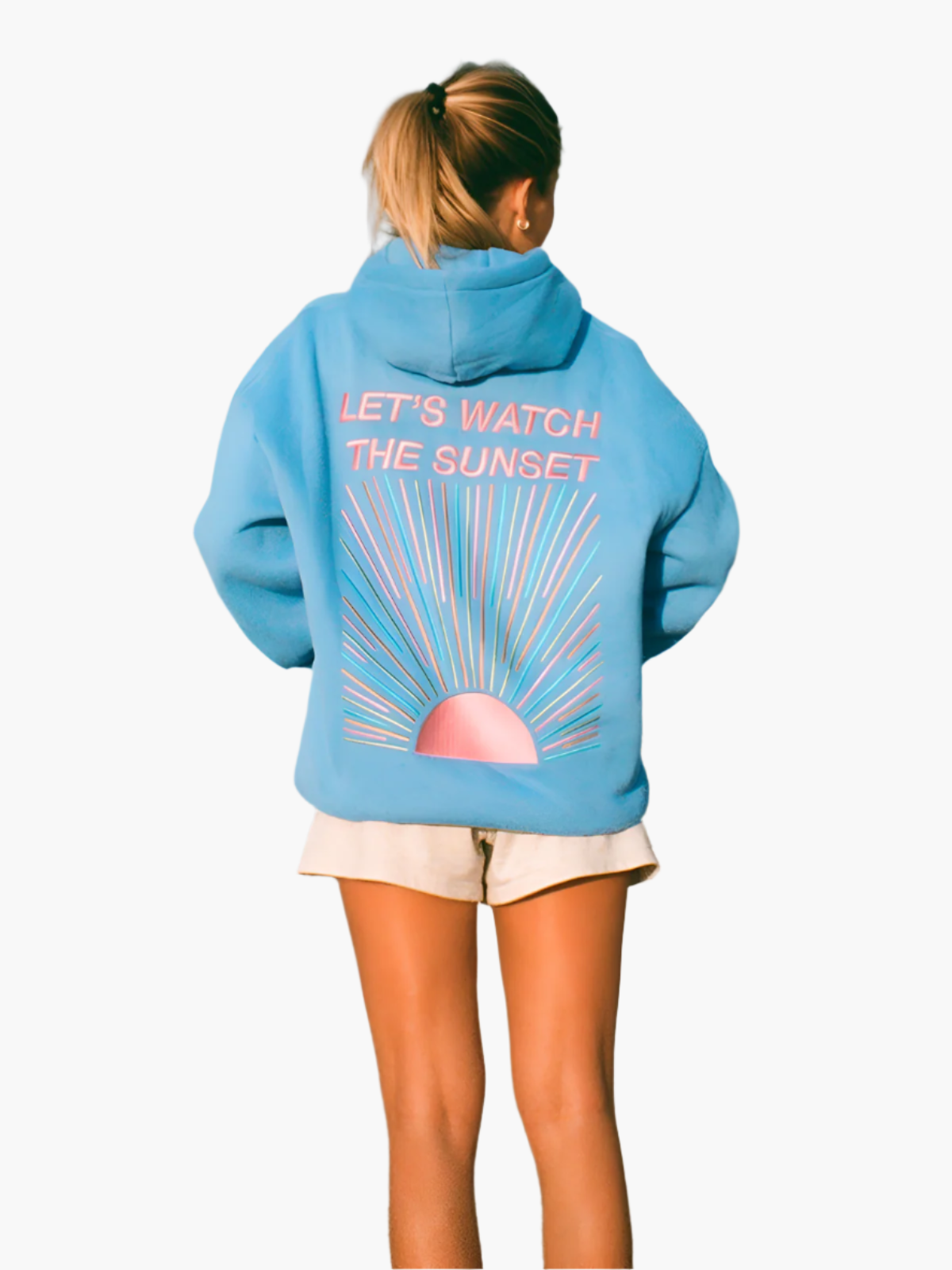 Women's Oversized Hoodie with Sunset Print – Casual Beach and Loungewear