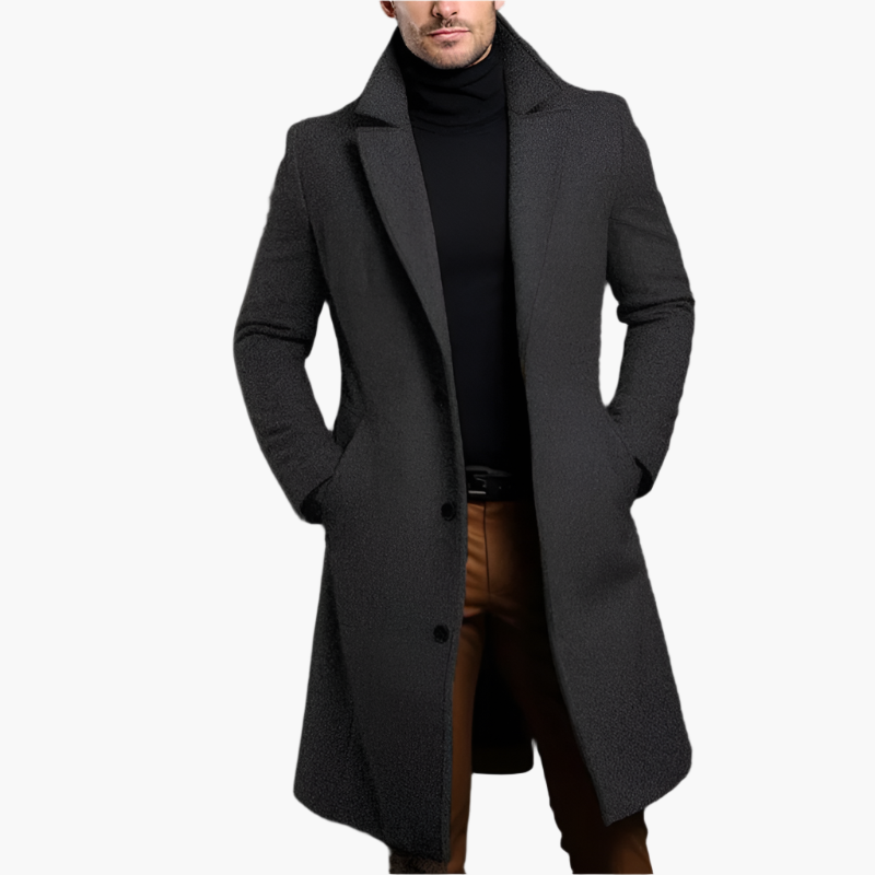 Men's Classic Wool Overcoat – Elegant Winter Business & Casual Outerwear