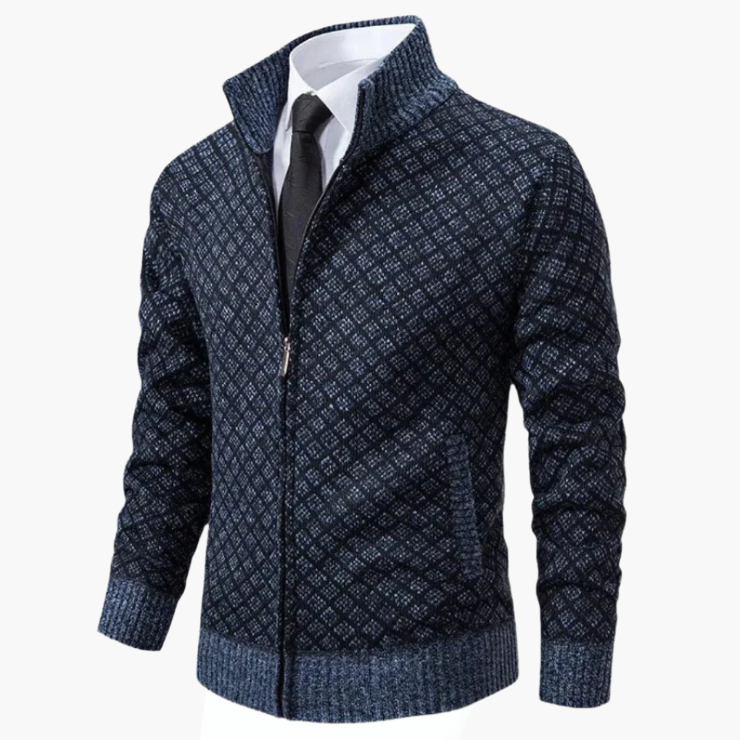 Men's Business Casual Knitted Zip-Up Cardigan Jacket