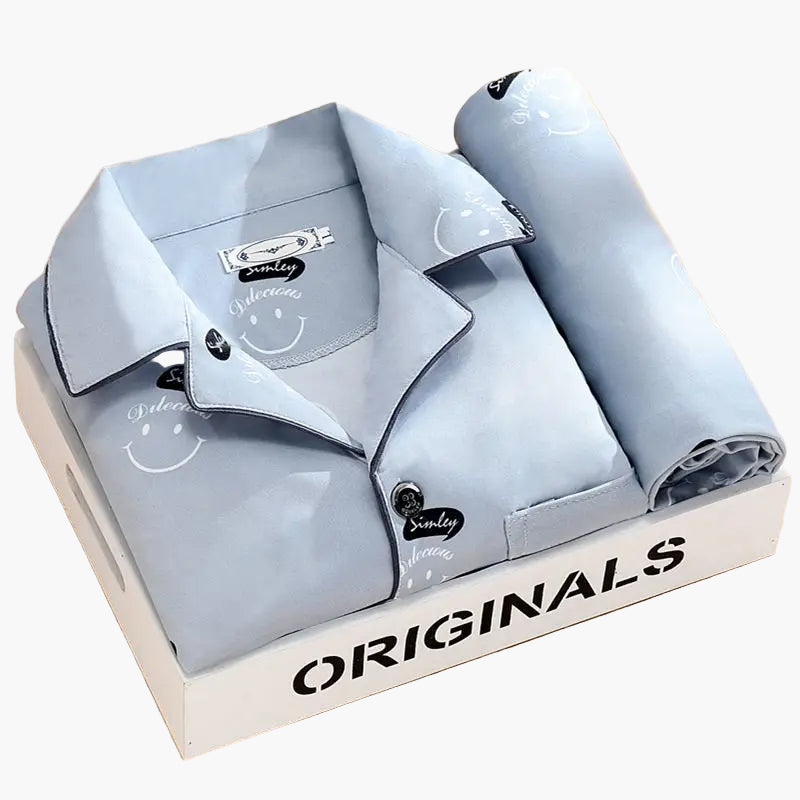 Men's Classic Feather Print Pajama Set – Long Sleeve Button Down Loungewear