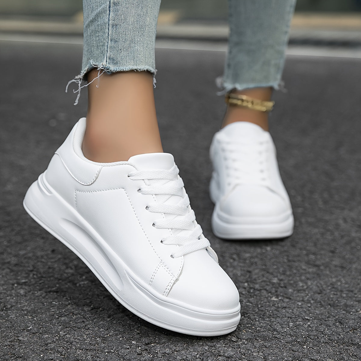 Sara – Clean White Vegan Leather Sneakers