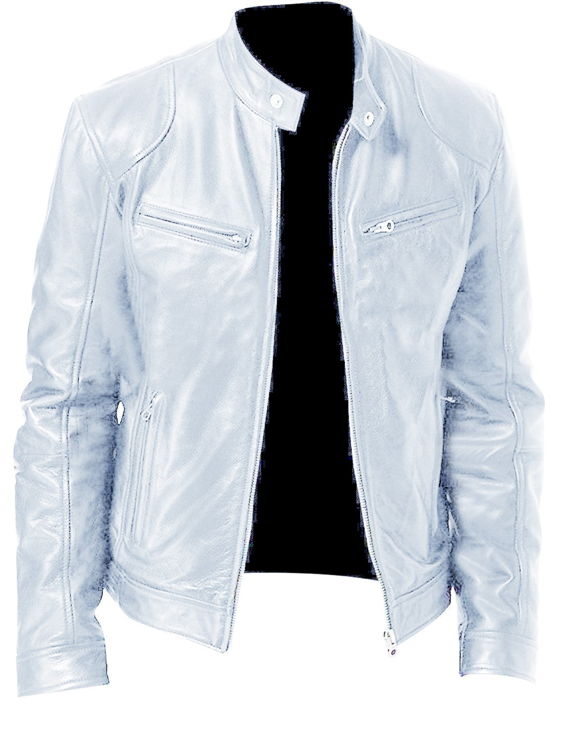 Denise – Warm Zipper Cardigan with Pocket Decorated in Premium Vegan Leather