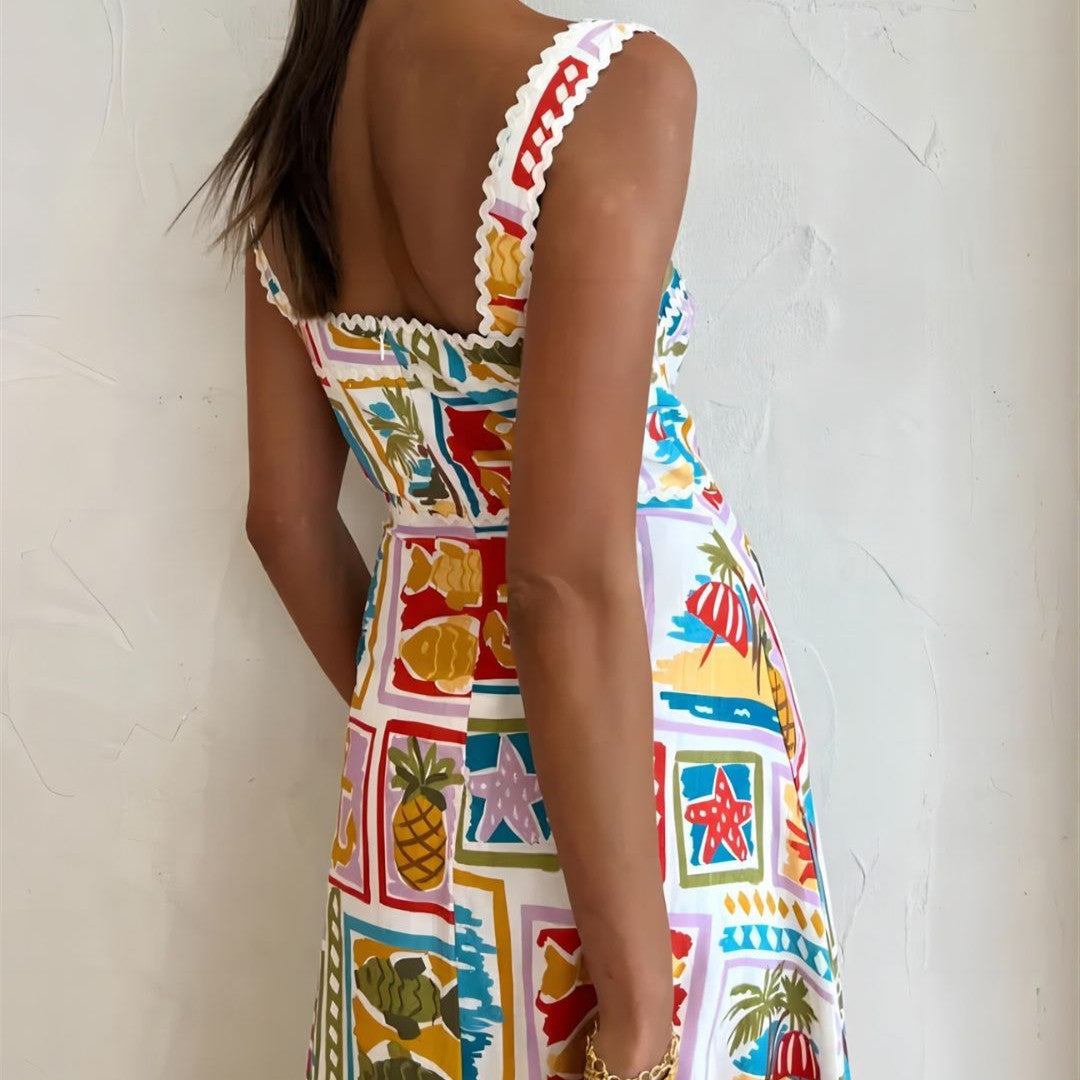 Vanessa – Tube Dress with Straps and Graffiti Design