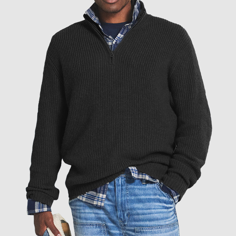 Men's Business Casual Quarter-Zip Knit Pullover Sweater – Stylish Comfort for Work and Everyday