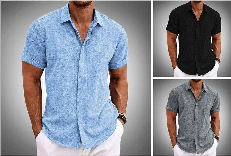 Bob – Men's Solid Color Loose Linen Short-sleeved T-shirt