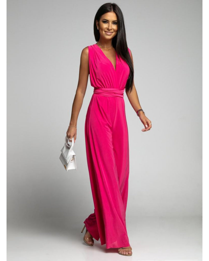 Women's Elegant Wide Leg Sleeveless Jumpsuit for Casual & Formal Occasions