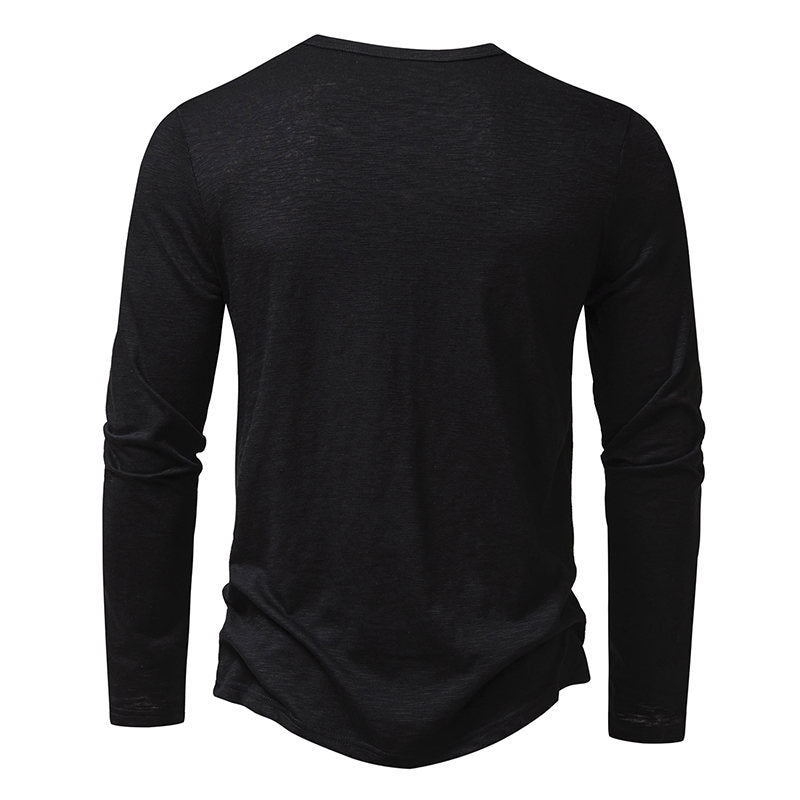 Grant – Men's Long Sleeve Fashion Button Henry Collar T-shirt