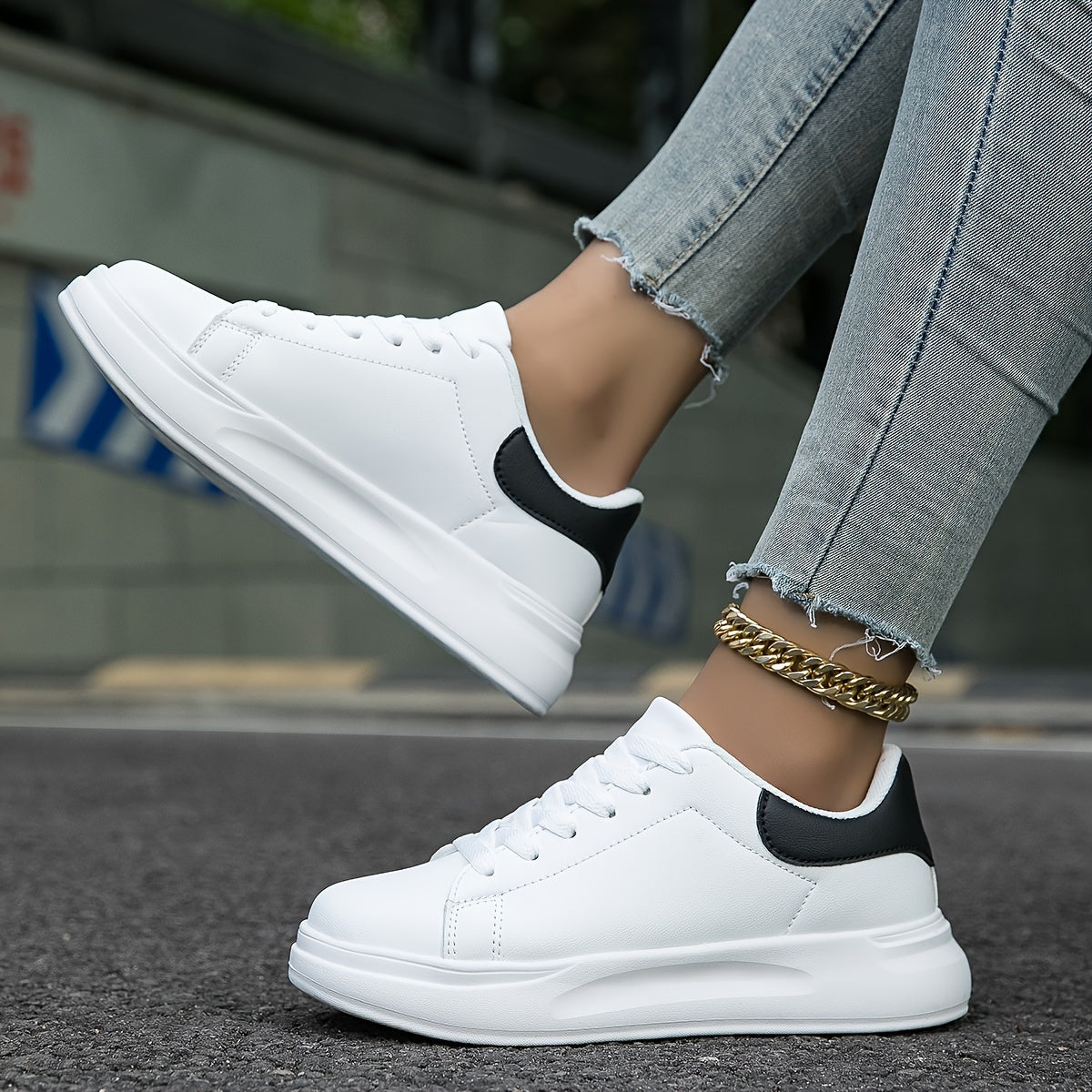 Sara – Clean White Vegan Leather Sneakers