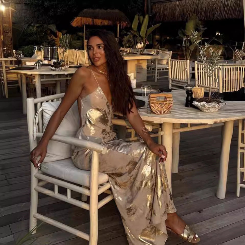 Jean – Metallic Print Slip Dress