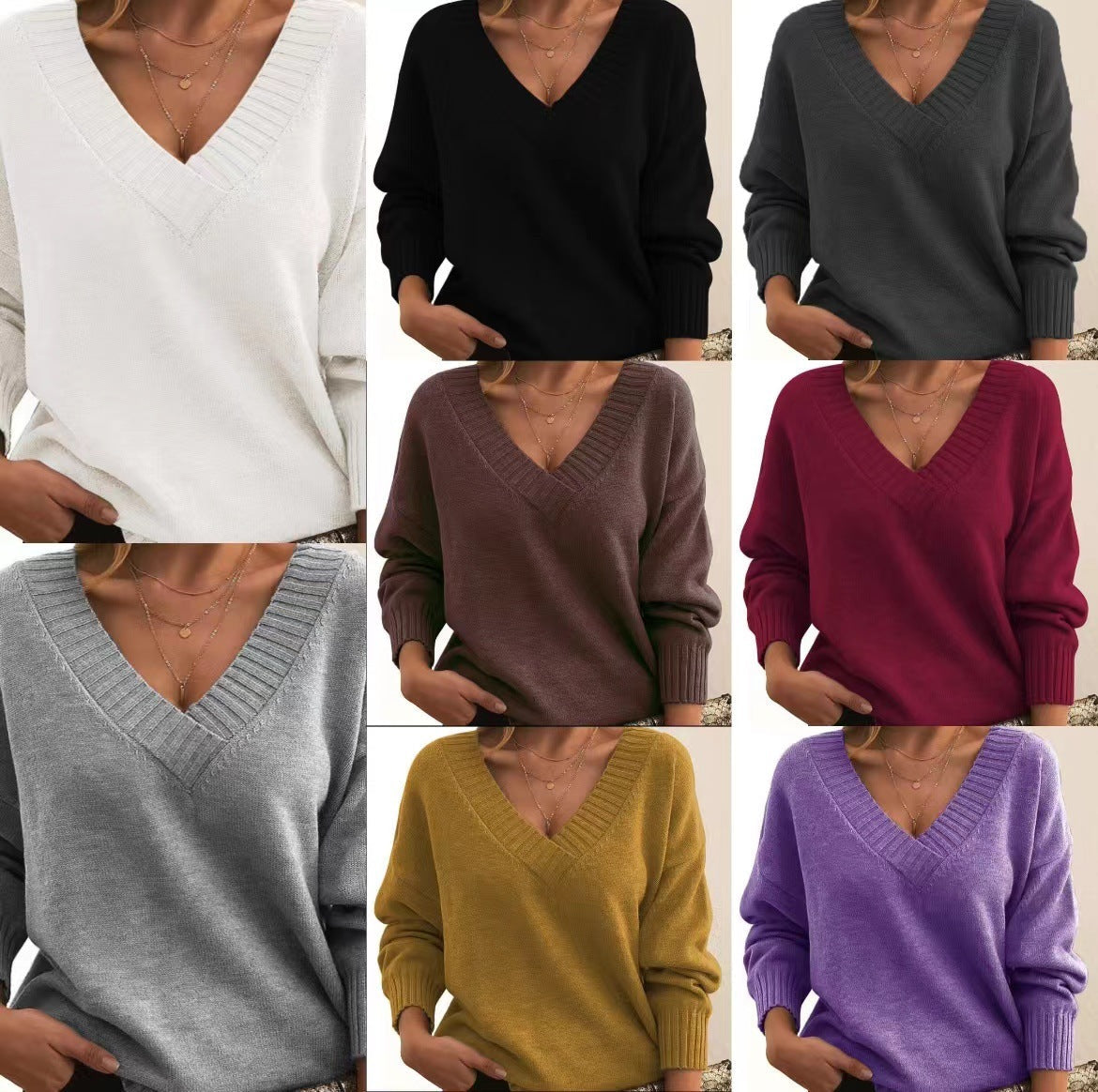 Melanie – Loose V-neck Casual Sweater