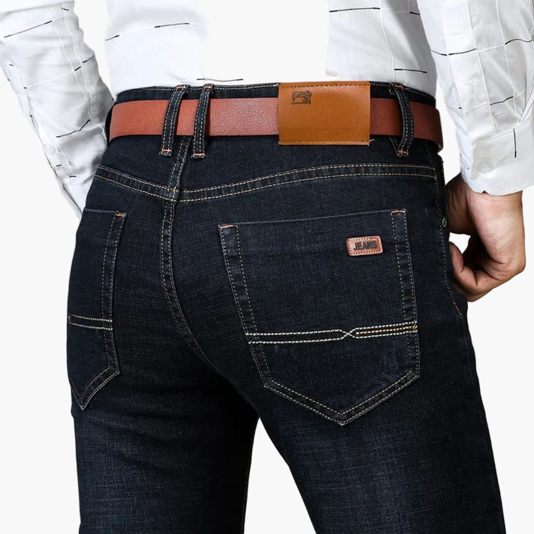 Men's Classic Straight Fit Stretch Everyday Jeans for Work or Casual Wear