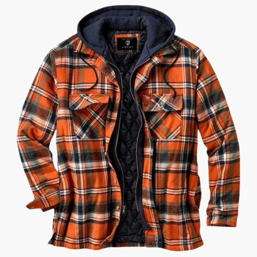 Men's Hooded Quilted Lumberjack Jacket for Outdoor and Urban Style
