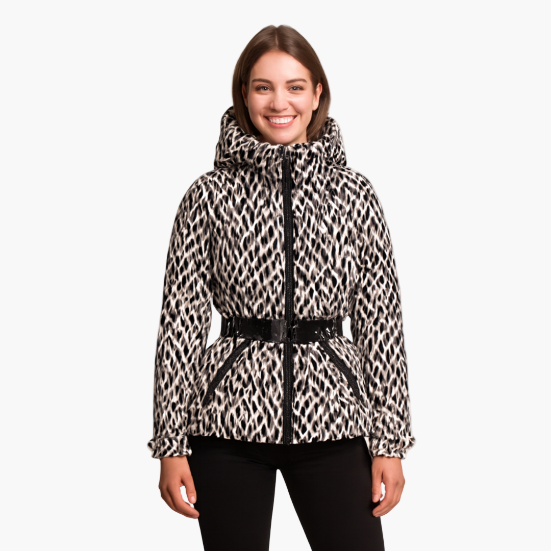 Women's Belted Hooded Fashion Puffer Jacket – Winter Water-Resistant Insulated Outerwear