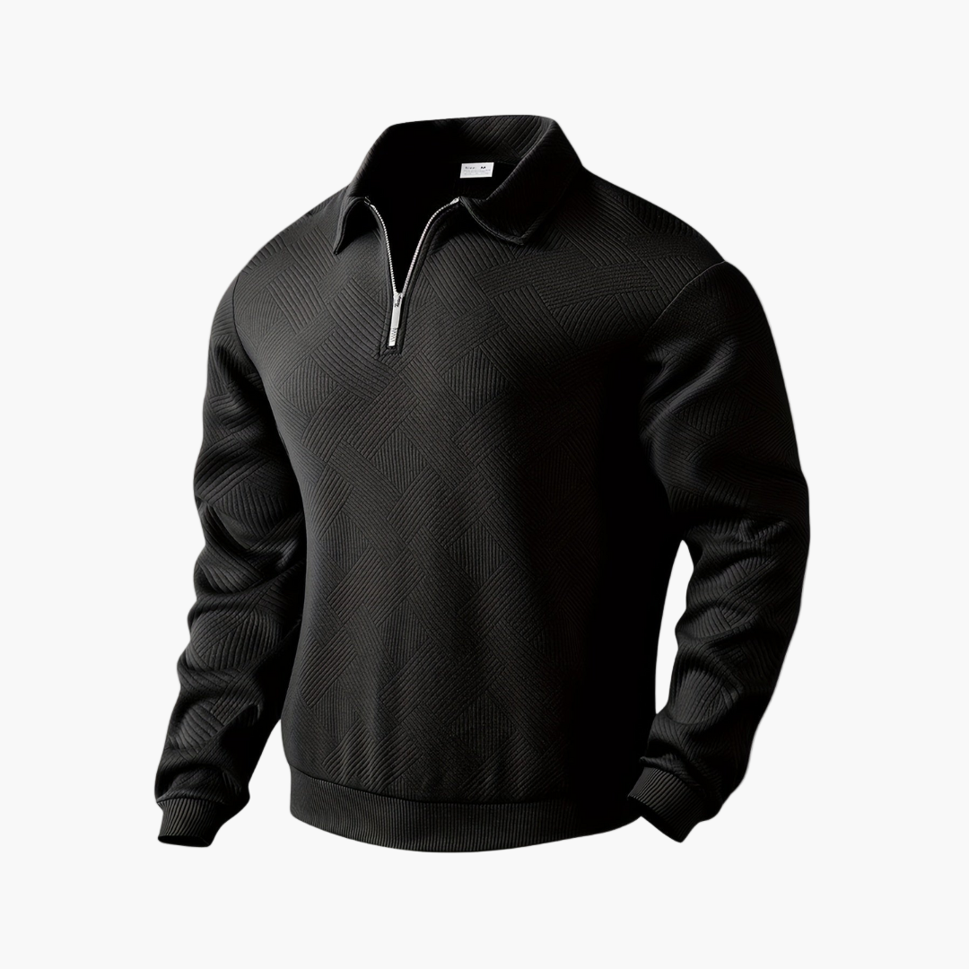 Men's Quarter-Zip Geometric Pattern Casual Sweater – Vintage-Inspired Relaxed Fit Pullover