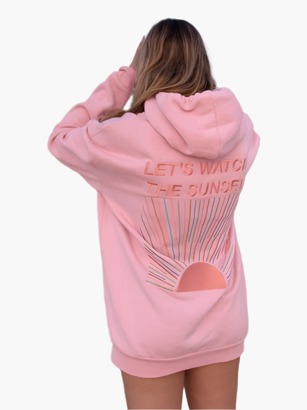 Women's Oversized Hoodie with Sunset Print – Casual Beach and Loungewear