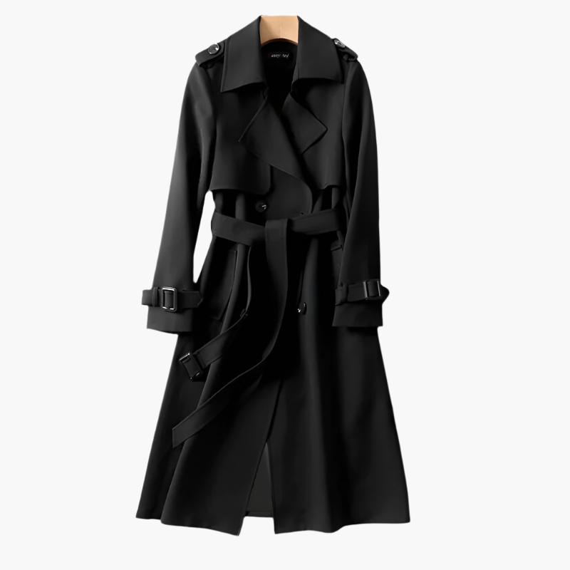 Women's Elegant Long Trench Coat – Classic Double-Breasted Style for All Occasions