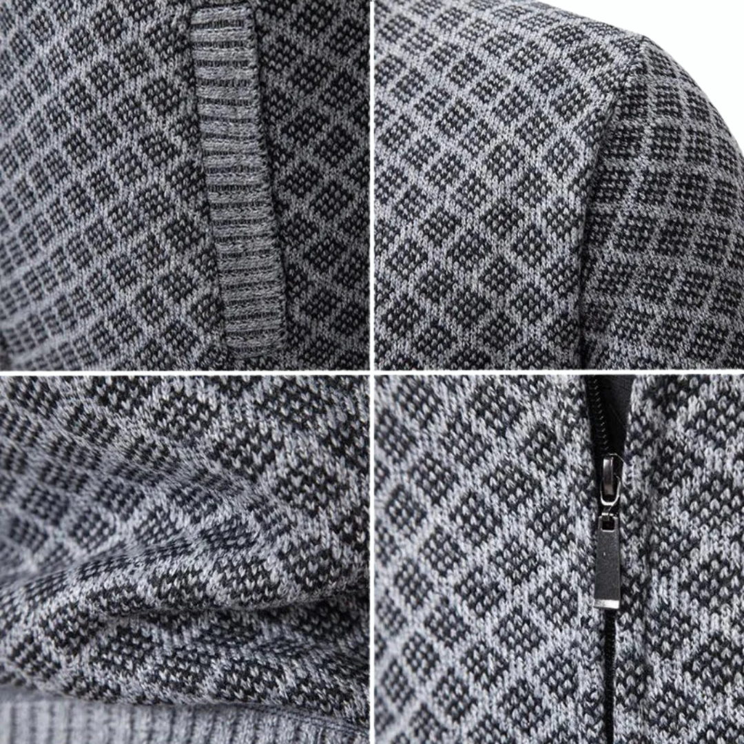 Men's Business Casual Knitted Zip-Up Cardigan Jacket