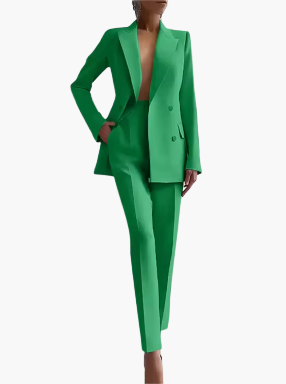 Women's Elegant Two-Piece Office Suit Set – Blazer & High-Waist Pants, Professional Summer Business Attire