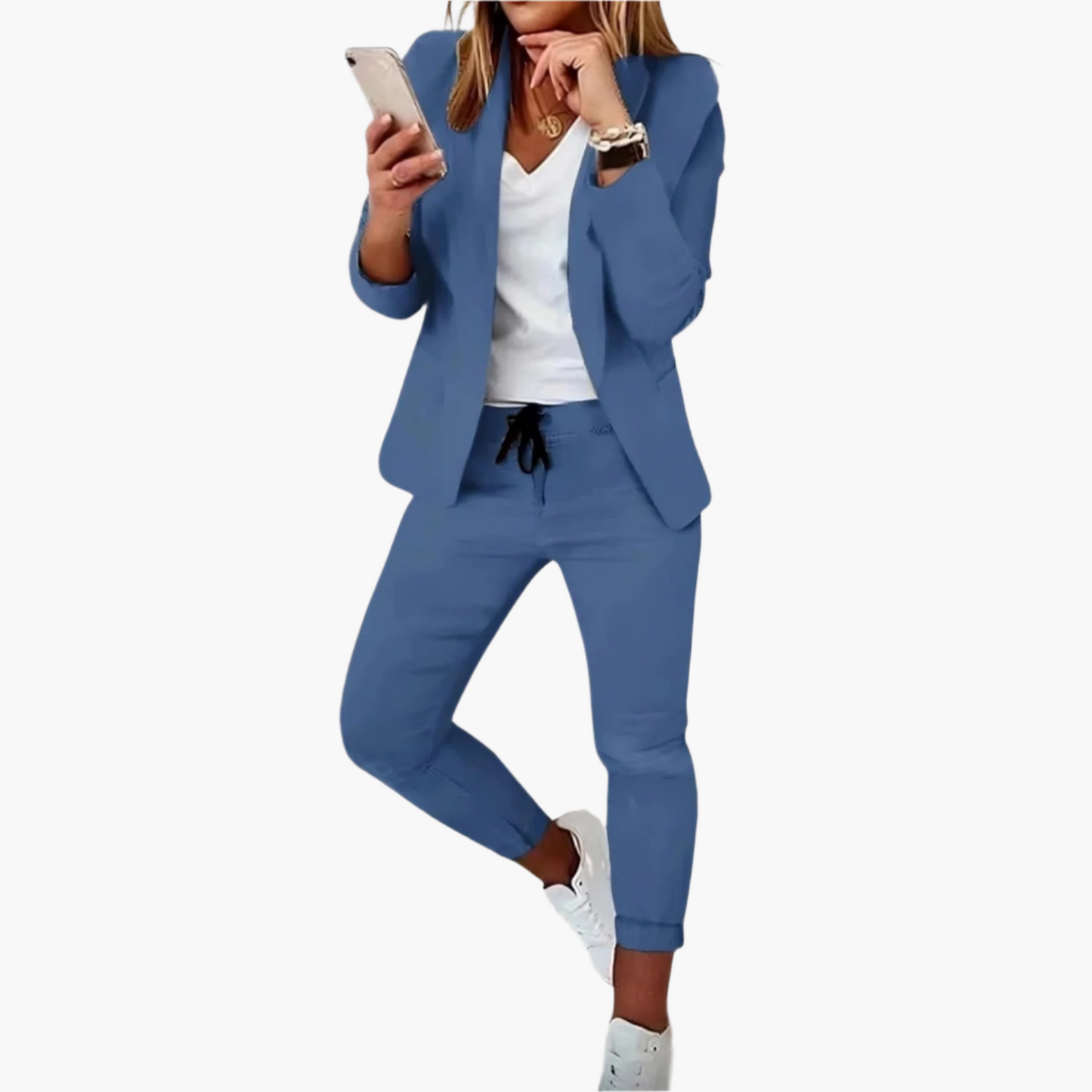 Women's Modern Blazer and Jogger Pants Set – Stylish Business Casual Outfit