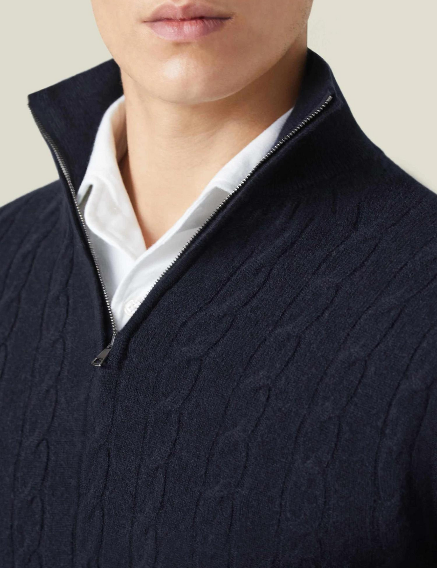 Men's Cable-Knit Quarter-Zip Sweater – Classic Modern Style for Work & Weekend