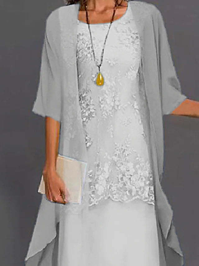 Women's Elegant Two-Piece Chiffon Long Dress Set for Special Occasions