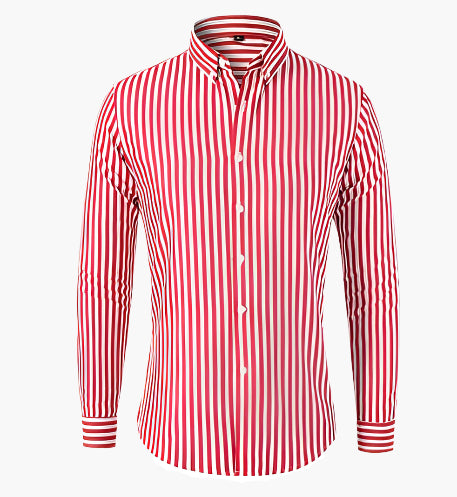 Men's Classic Striped Button-Down Long Sleeve Dress Shirt – Formal & Business Casual