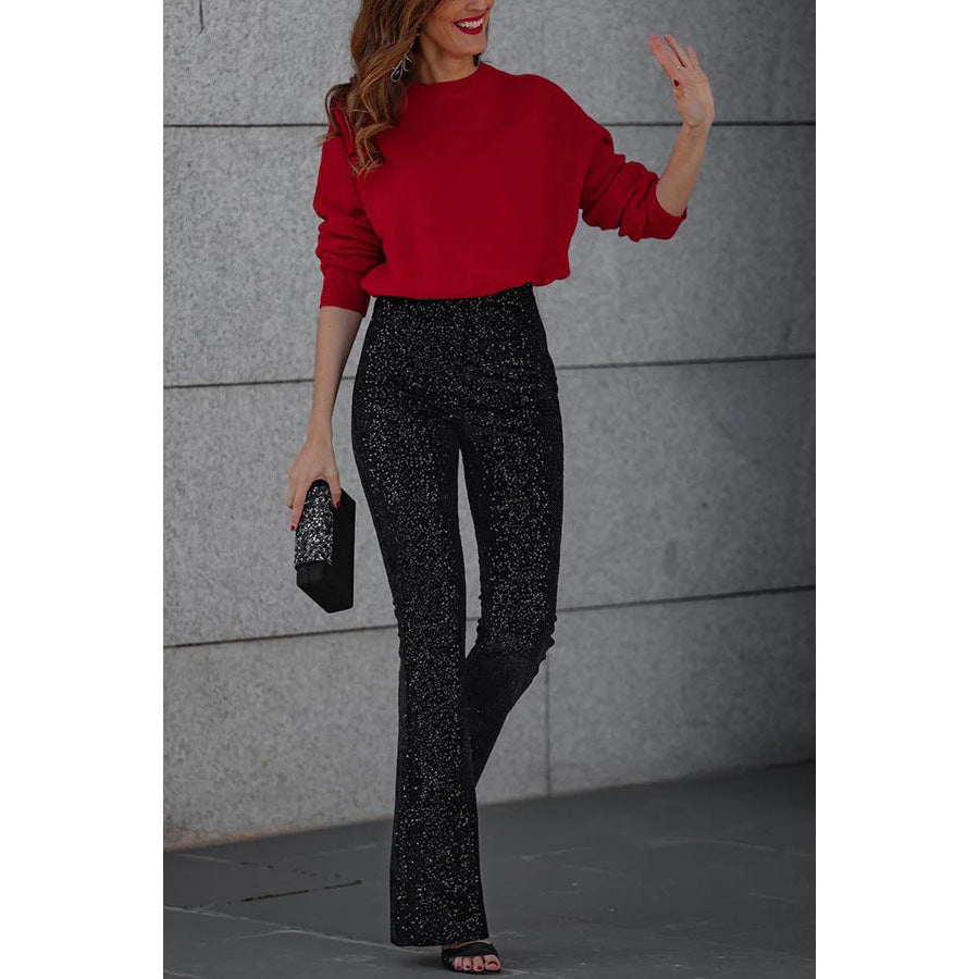Emily – Slim Elastic Bell-bottom Pants with Sequins