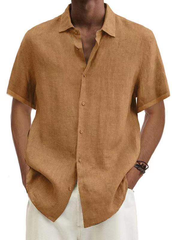 Men's Casual Short Sleeve Button Down Linen Blend Shirt – Relaxed Summer Style