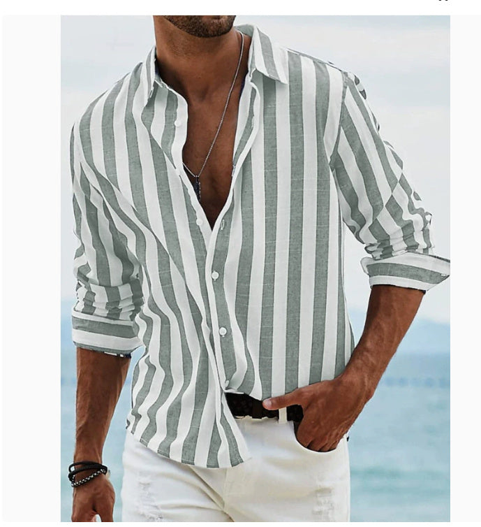 Leah – Loose Polo Collar Striped Shirt