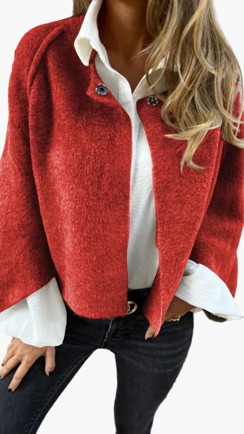 Women's Elegant Short Button-Front Coat for Business and Casual Wear