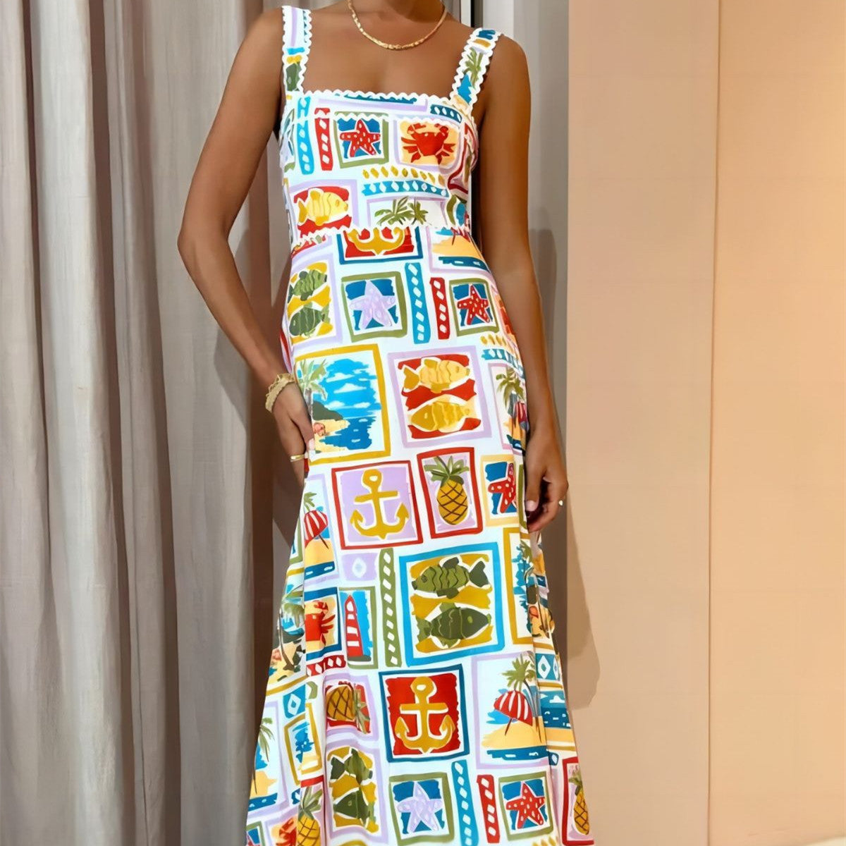 Vanessa – Tube Dress with Straps and Graffiti Design
