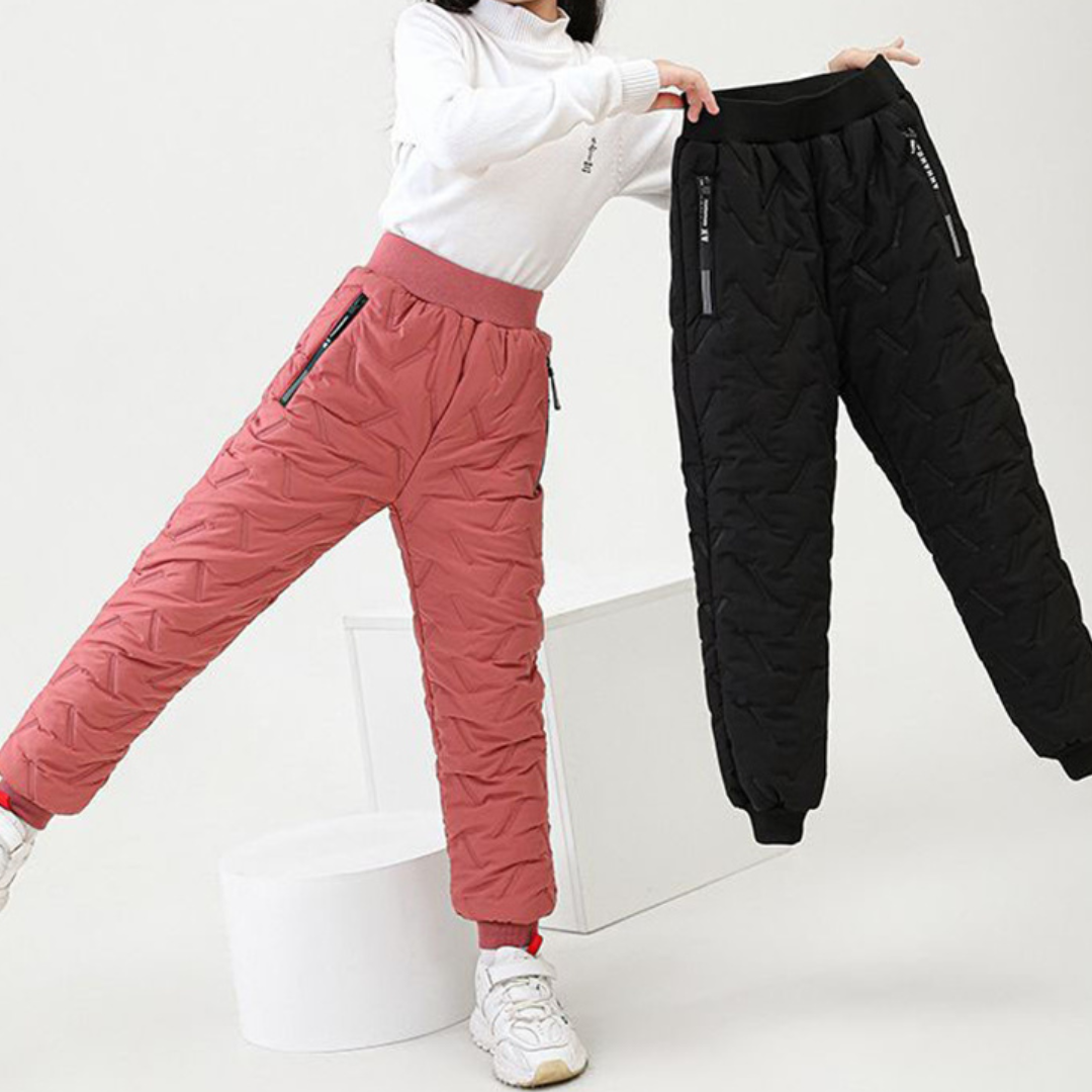 Children's Outdoor Winter Pants Fleece-Lined Waterproof Windproof Snow Trousers