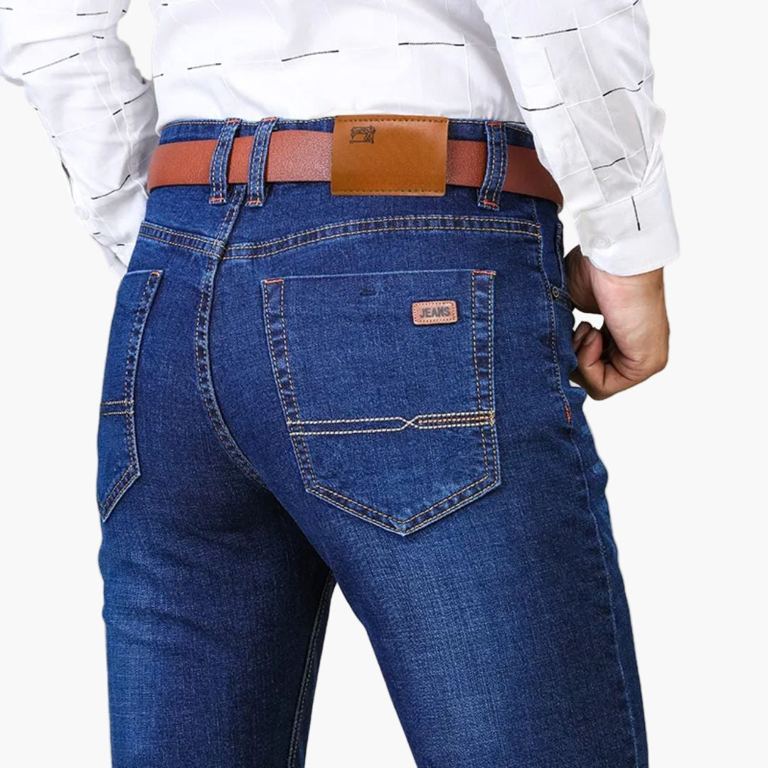 Men's Classic Straight Fit Stretch Everyday Jeans for Work or Casual Wear