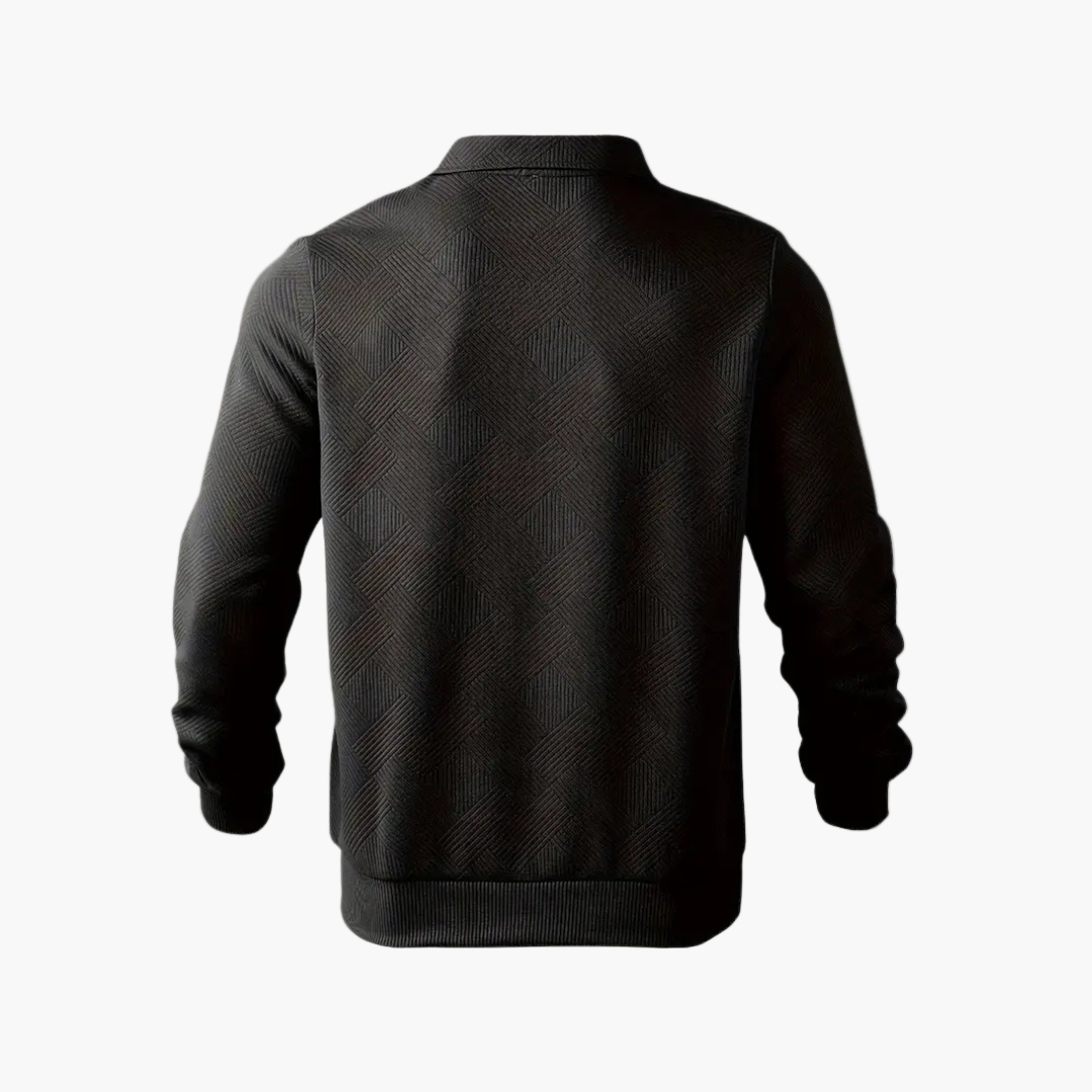 Men's Quarter-Zip Geometric Pattern Casual Sweater – Vintage-Inspired Relaxed Fit Pullover