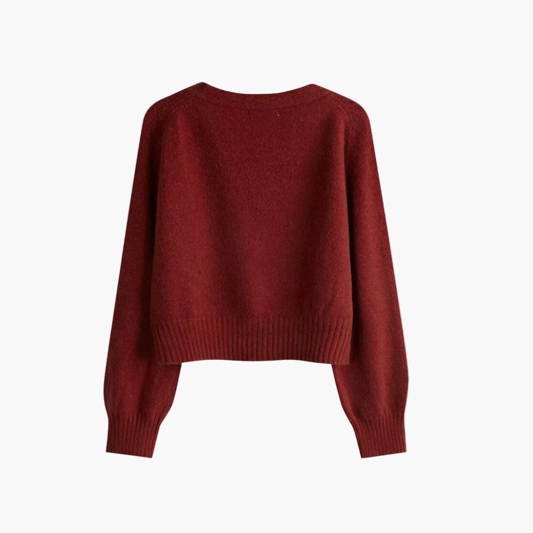 Women's Modern V-Neck Skew Button Cardigan Sweater - Casual Chic Layering Piece