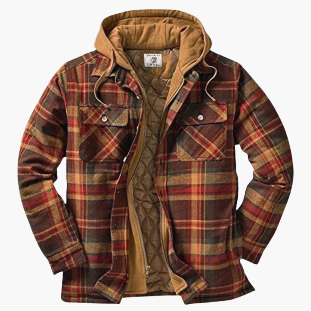 Men's Hooded Quilted Lumberjack Jacket for Outdoor and Urban Style