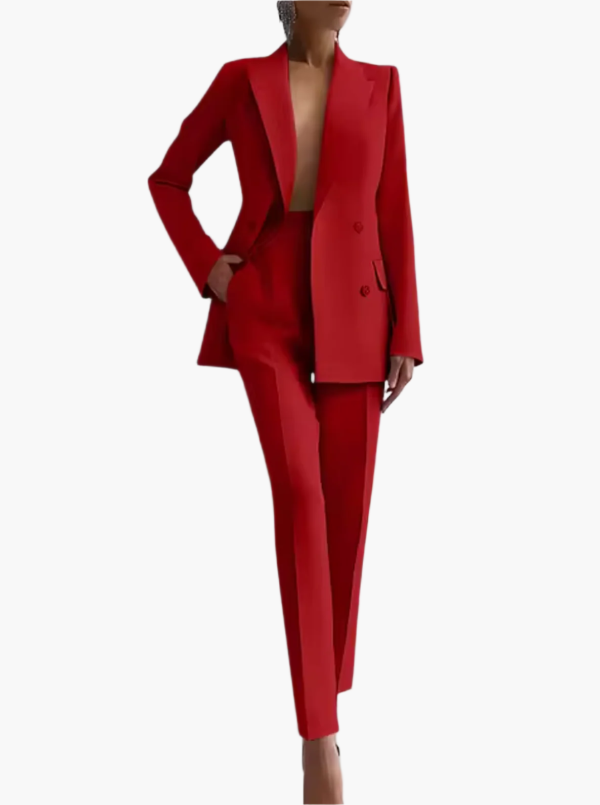 Women's Elegant Two-Piece Office Suit Set – Blazer & High-Waist Pants, Professional Summer Business Attire