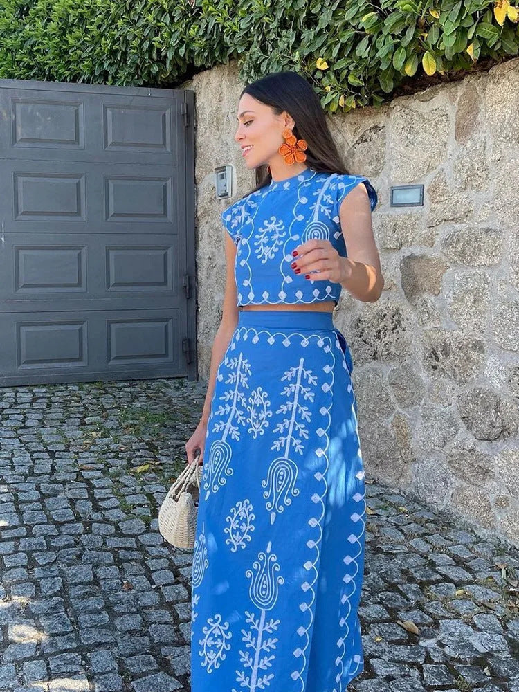 Emma – Two-Piece Vacation Printed Dress